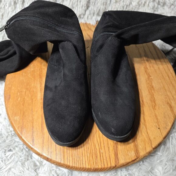 Circus by Sam Edelman Peyton Size 6 Over The Knee Black Faux Suede Pull On Boots - Picture 7 of 11
